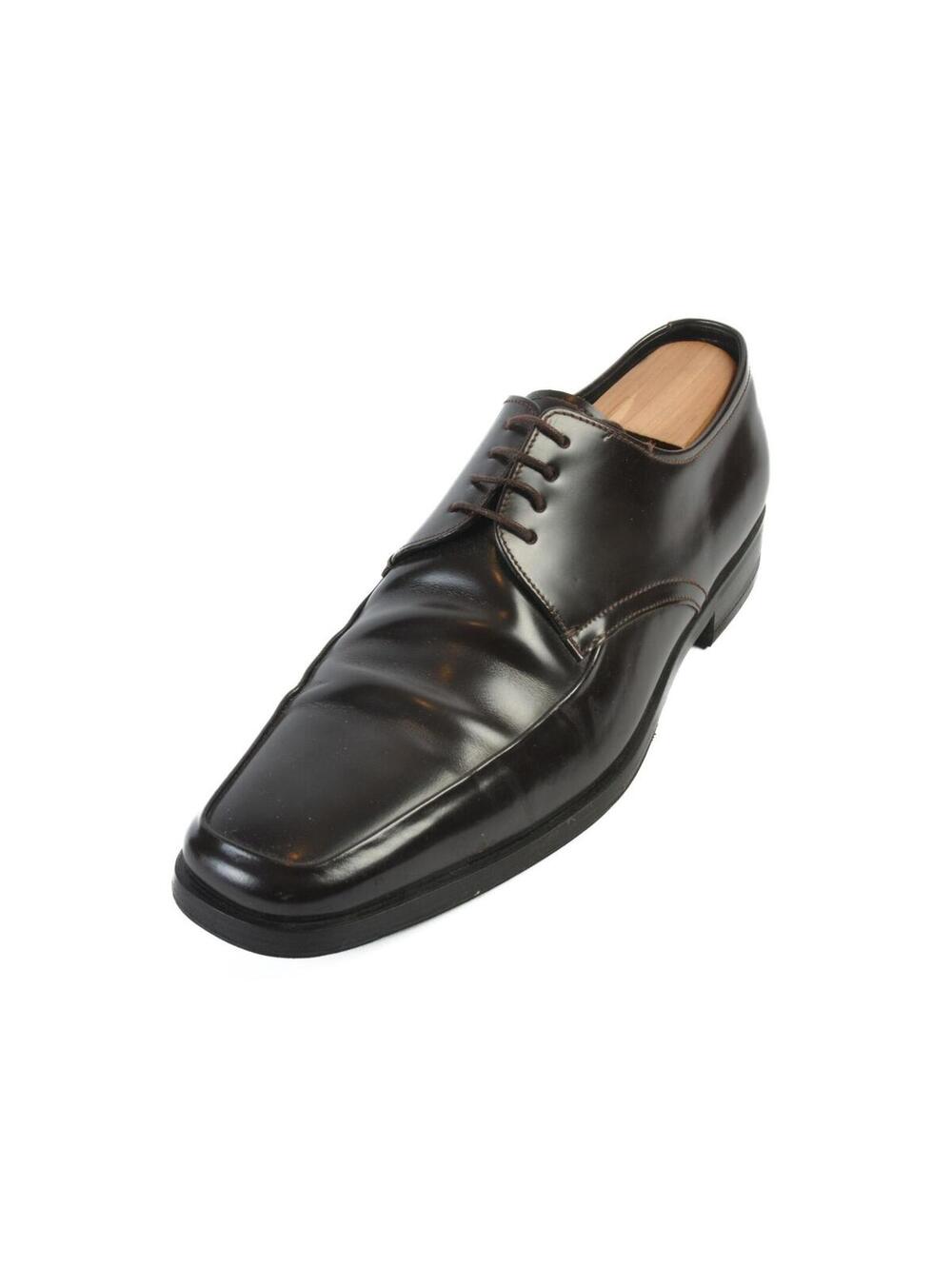 Prada Moro Brown Spazzolato Oparo Derby Shoes 8.5 37531